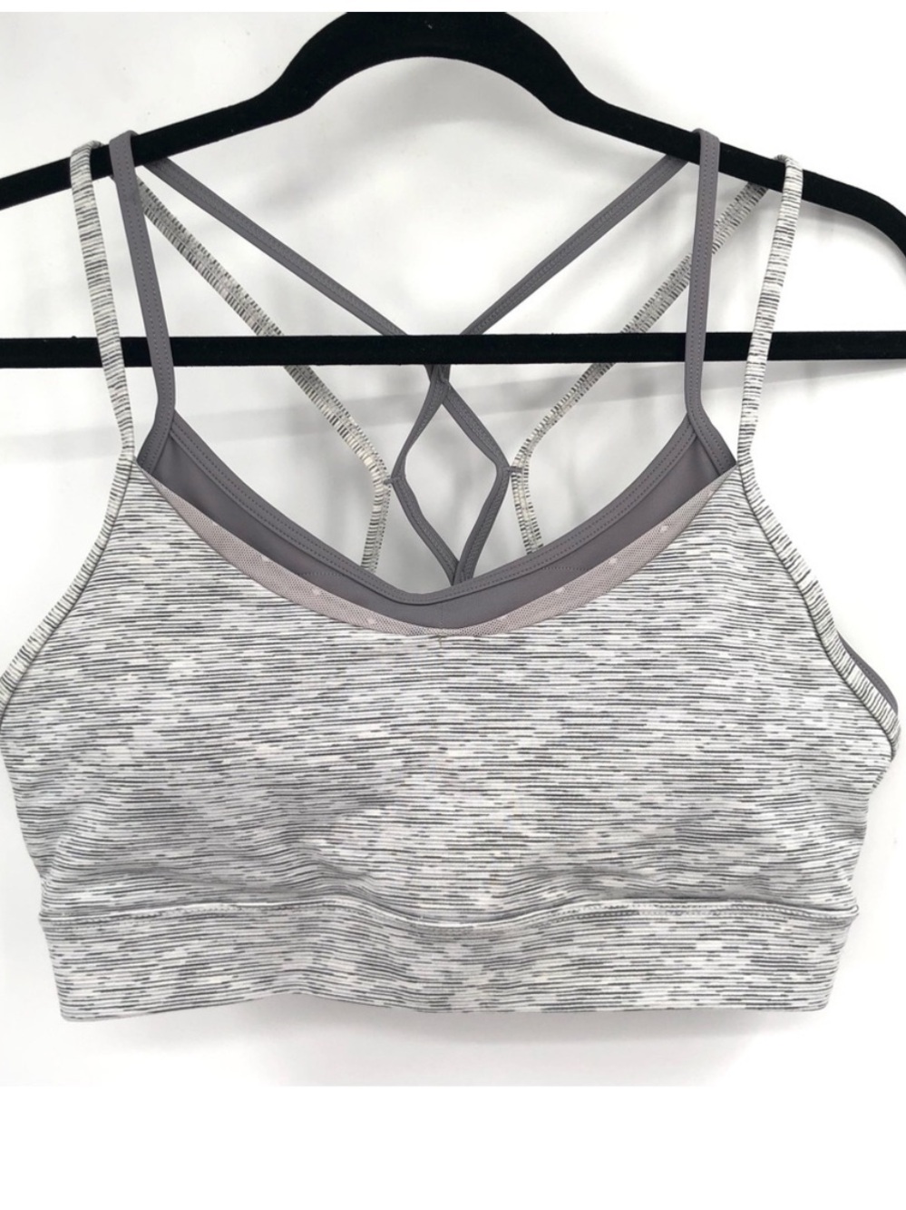 ZYIA Active Luxe Strappy Sports Bra Heather Gray Women's Medium